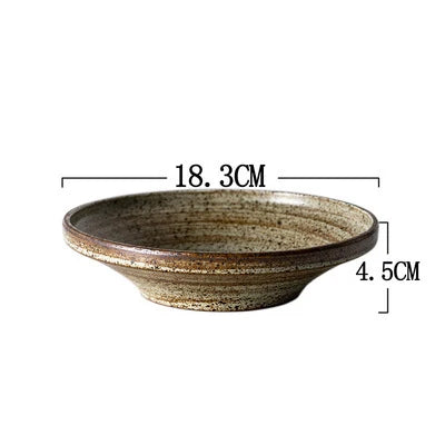 DecorBites™ Japanese Style Handmade Stoneware Dinnerware Set - Round Plates and Bowls