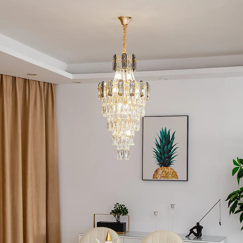 DecorBites™ Crystal Chandelier: Stylish High Spiral Staircase Pendant Lighting