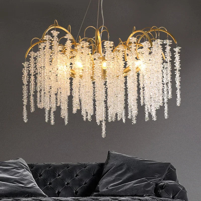 Lámparas de Araña de Cristal LED de Vidrio Dorado Decorbites™ para la Decoración de Lujo en el Comedor