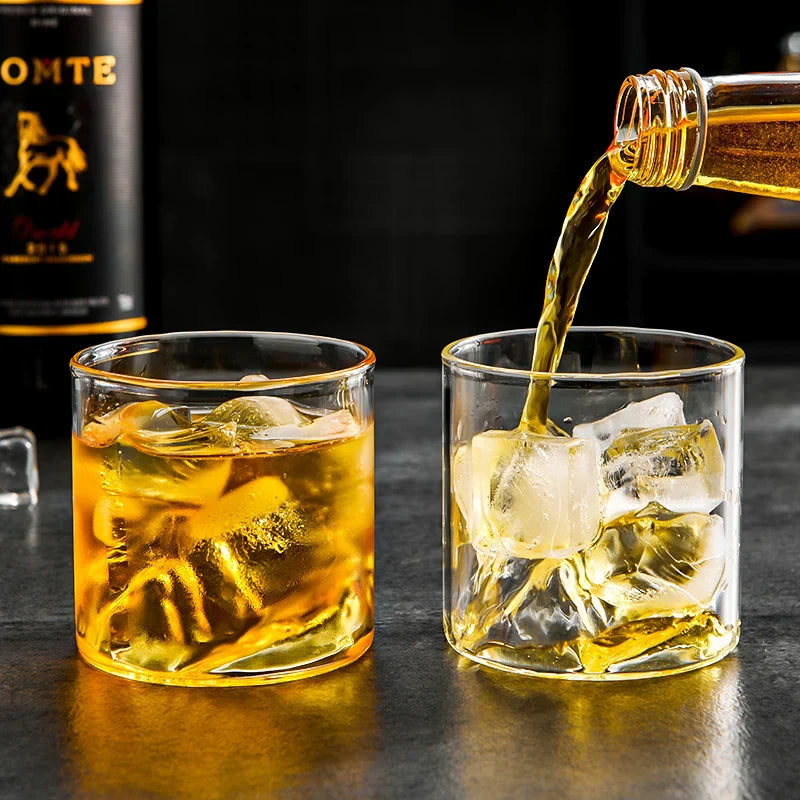 Copa de vino DecorBites™ Glacier: Vaso de whisky de estilo japonés con diseño del monte Fuji