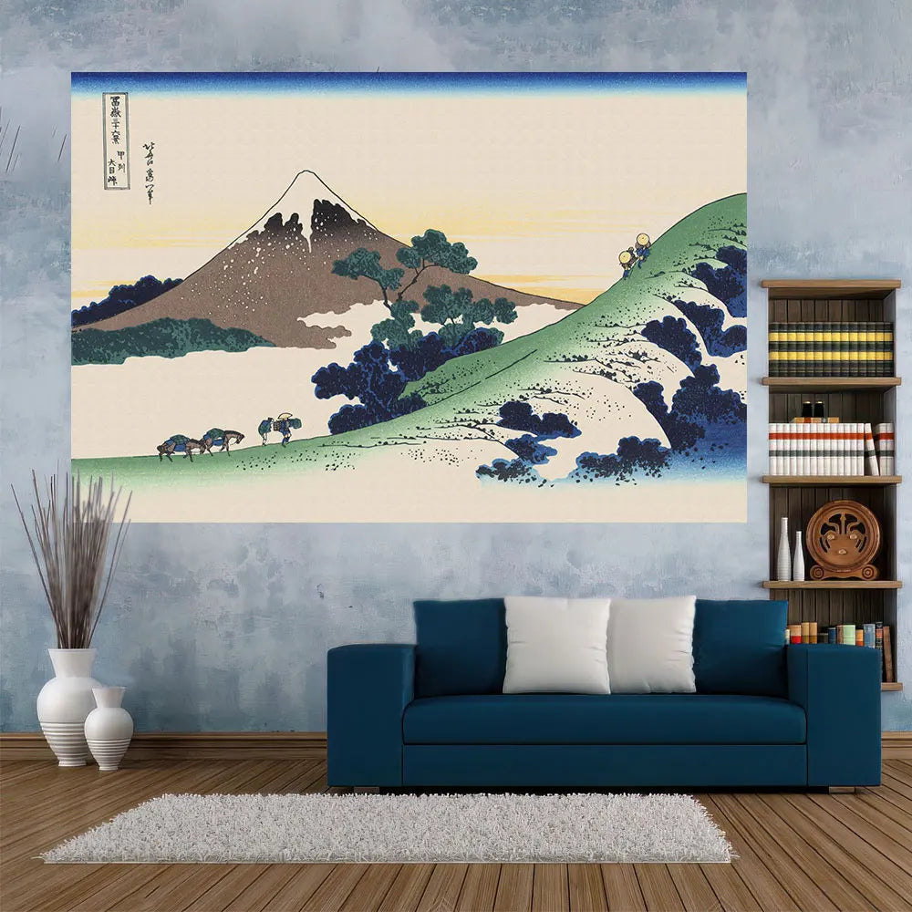 Decobites Ukiyo-E Kanagawa Landscape Tapestry: Japanese Scenery Wall Hanging for Aesthetic Home Decor