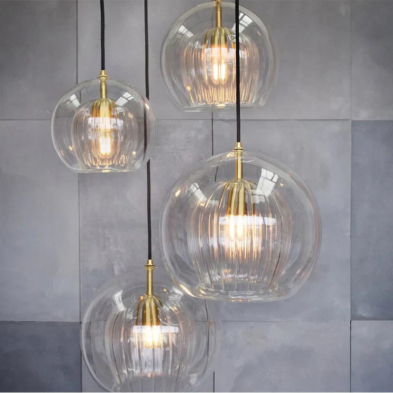 DecorBites™ Gold Glass Ball Pendant Light for Dining Room & Bedroom Decor