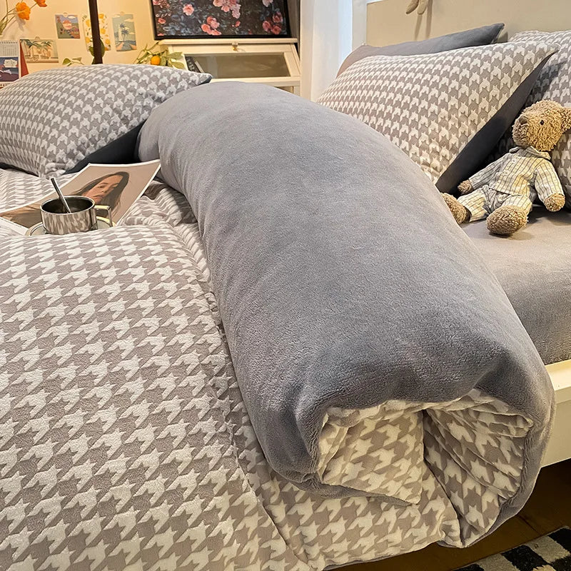 DecorBites™ Double Sided Full Queen Duvet Cover Set, Solid Color Double Couple Quilt Cover