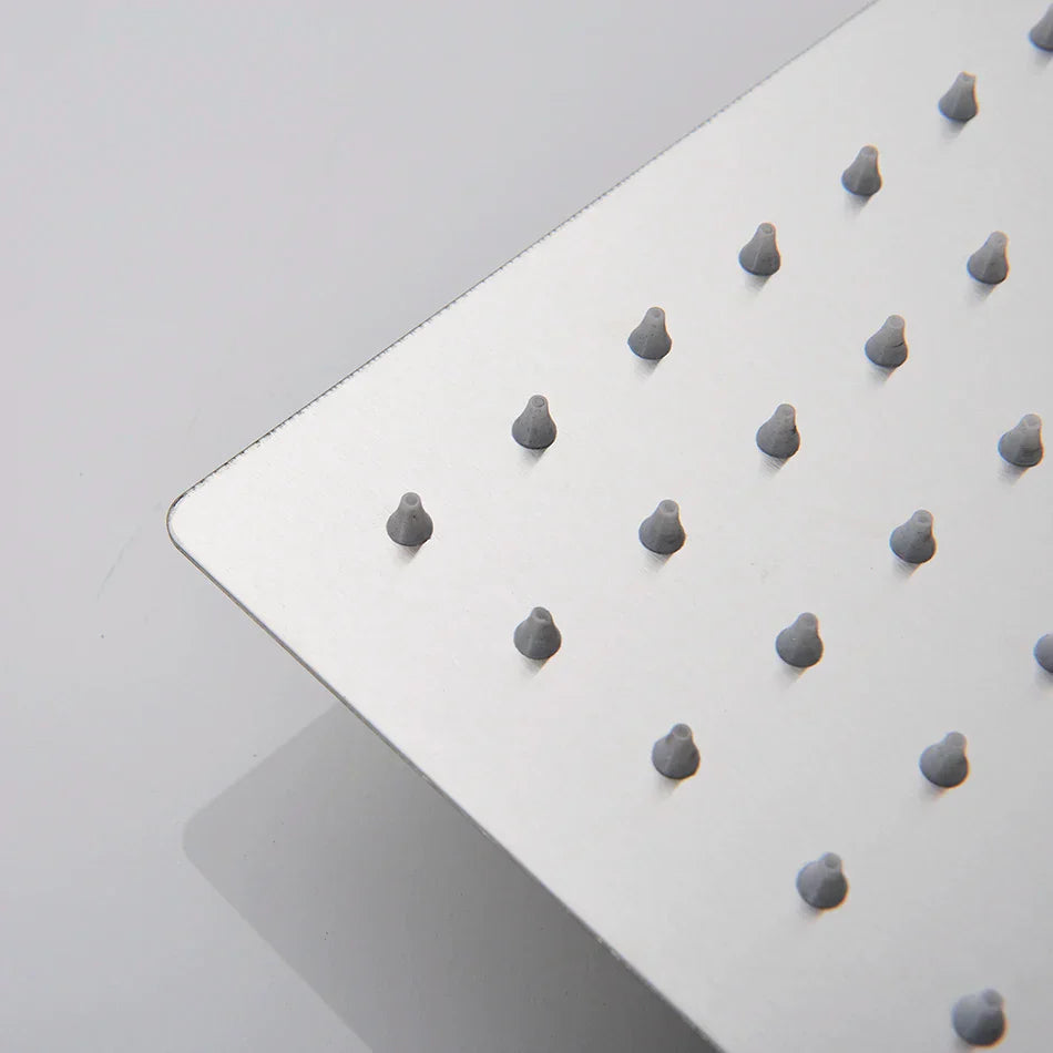 Cabezal de ducha tipo lluvia DecorBites™ de níquel cepillado con brazo de ducha - Rociador superior ultrafino