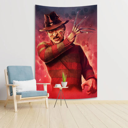 DecorBites™ Horror Movie Freddy Krueger Wall Tapestry: Scary Halloween Room Decoration