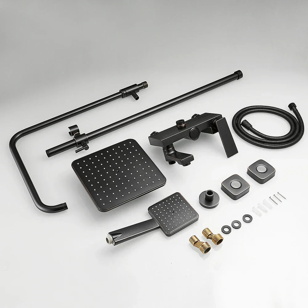 DecorBites™ Brass Chrome Round Tube Shower Faucet with Slide Bar and Single Handle