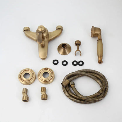 مجموعة صنبور دش مثبتة على الحائط من DecorBites™ مصنوعة من النحاس العتيق مع رأس دش يدوي