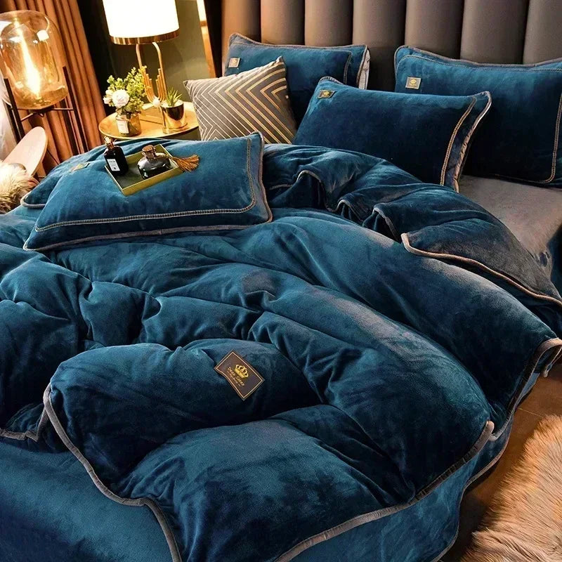 Decobites Plush Milk Velvet King Bedding Set for Winter Warmth