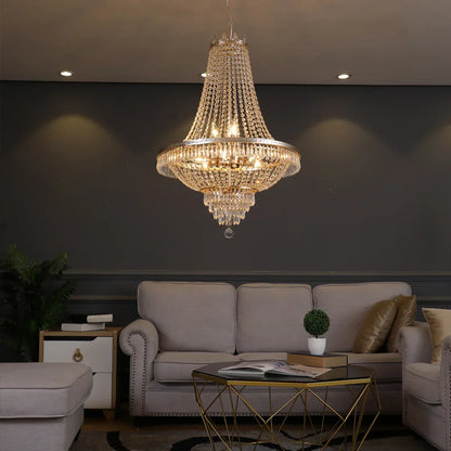 DecorBites™ Crystal Chandelier: Luxury LED Pendant Light for Living Room, Hotel Lobby, Villa, Staircase.