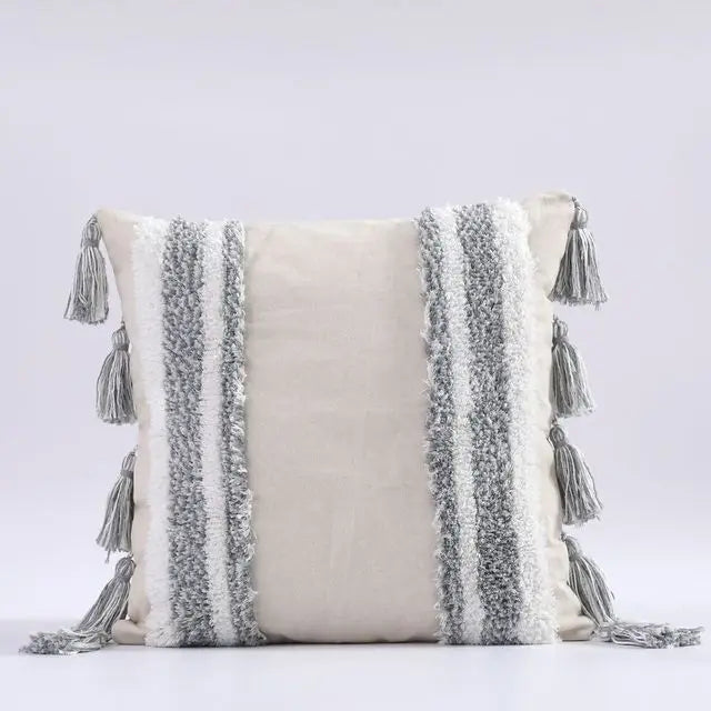 DecorBites™ Boho Morocco Tufted Tassel Cushion Cover for Modern Home Decor