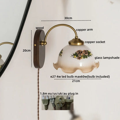 DecorBites™ Iron Glass LED Wall Lights Modern Bedside Lamp 4w Bulb for Bathroom Bedroom Living Room