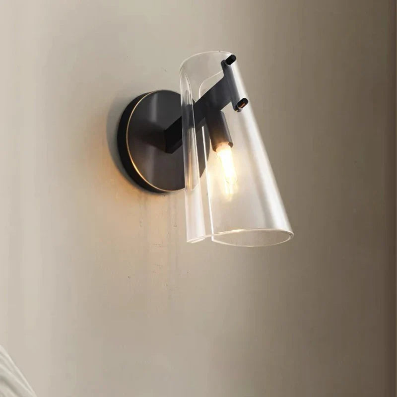 DecorBites™ Black Copper Bedroom Wall Lamp with Transparent Lampshade