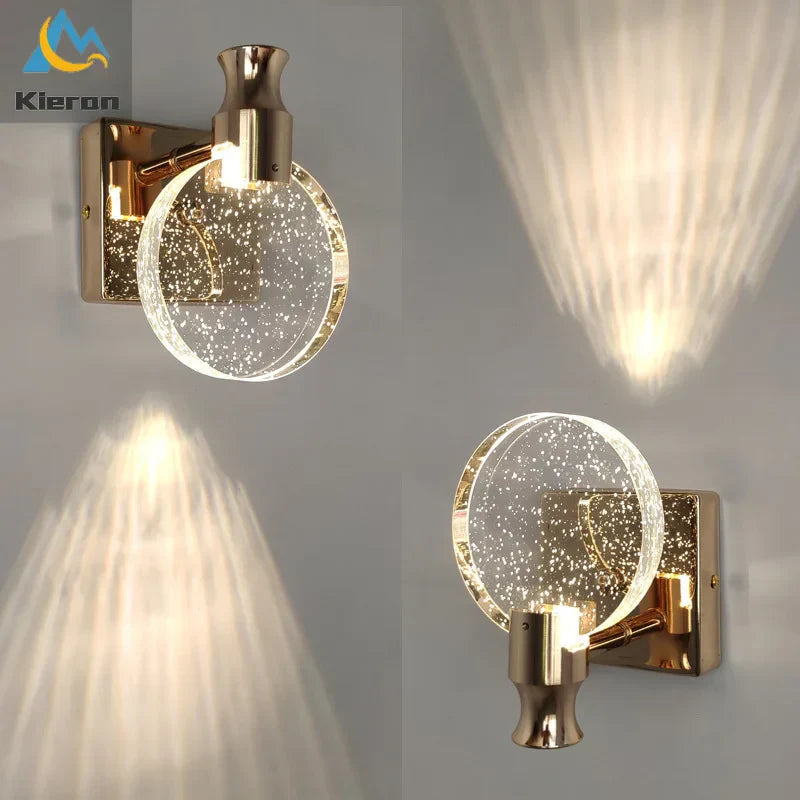 Lámpara de pared LED de cristal DecorBites™ para dormitorio, sala de estar y maquillaje de baño