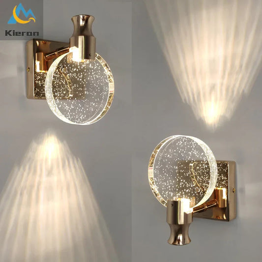 Lámpara de pared LED de cristal DecorBites™ para dormitorio, sala de estar y maquillaje de baño