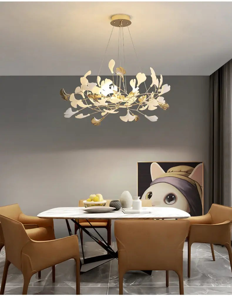 DecorBites™ Modern Ginkgo Leaf LED Chandelier Dining Room Lighting