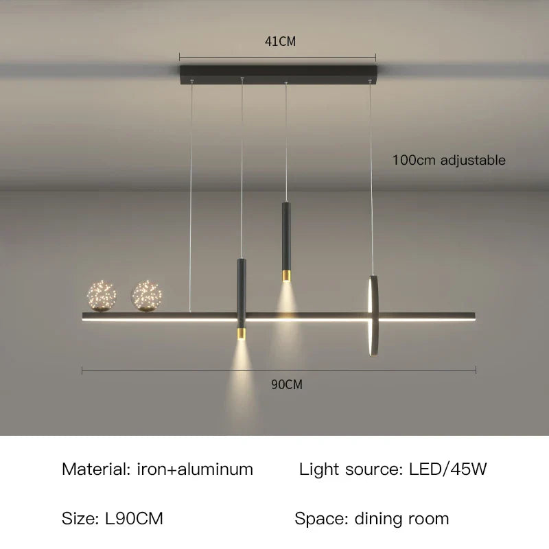 مصباح معلق أسود وذهبي من ديكوربايتس™ | إضاءة داخلية عصرية لغرفة الطعام والمطبخ