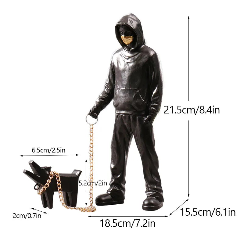 DecorBites™ Dog Sculpture Banksy Statue Modern Pop Art Decor Living Room Office Shelf