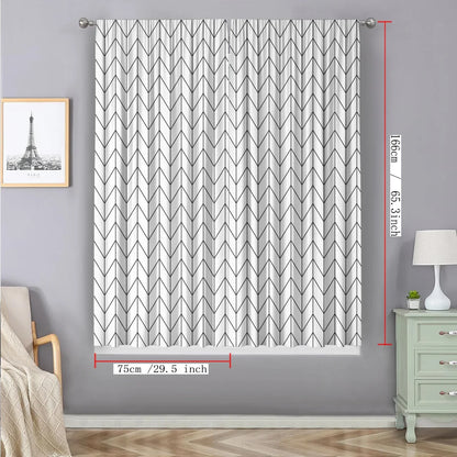 Geometric Triangular Lines Curtains by Decobites - Rod Pocket, for Kitchen, Coffee Shop, Living Room