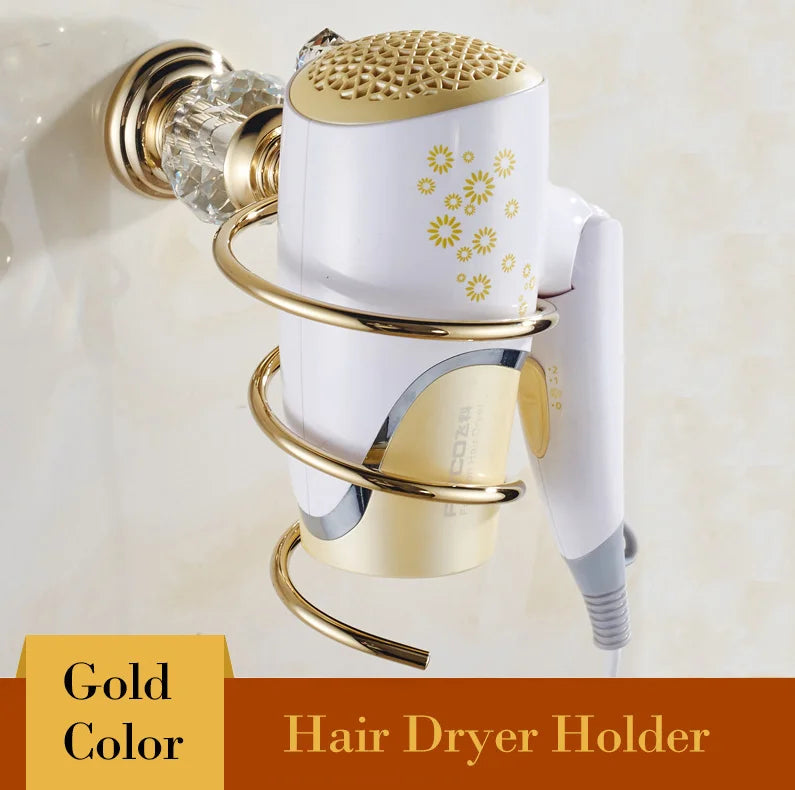 DecorBites™ Brass & Crystal Bathroom Set: Towel Rack, Towel Bar, Paper Holder, Soap Dish
