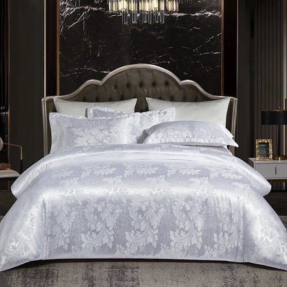 DecorBites™ Jacquard Satin Summer Bedding Set - Elegant & Skin Friendly Duvet Cover - Single/Double Size