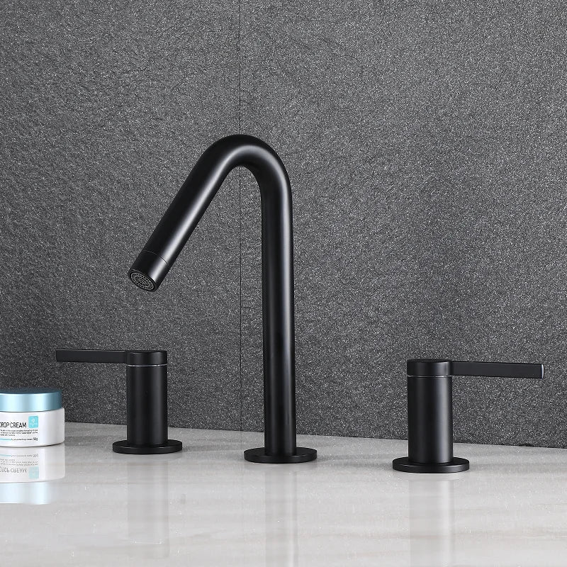 DecorBites™ Gold Basin Faucet: Black Brass Widespread Bathroom Tap with Chrome Finish