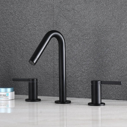 DecorBites™ Gold Basin Faucet: Black Brass Widespread Bathroom Tap with Chrome Finish