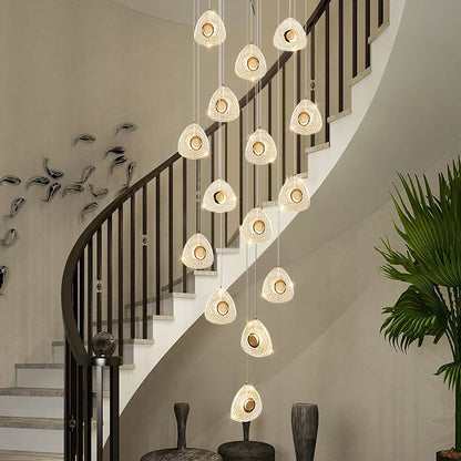DecorBites™ Golden Acrylic LED Chandeliers for Living Room, Large & Creative Design Villa Lighting