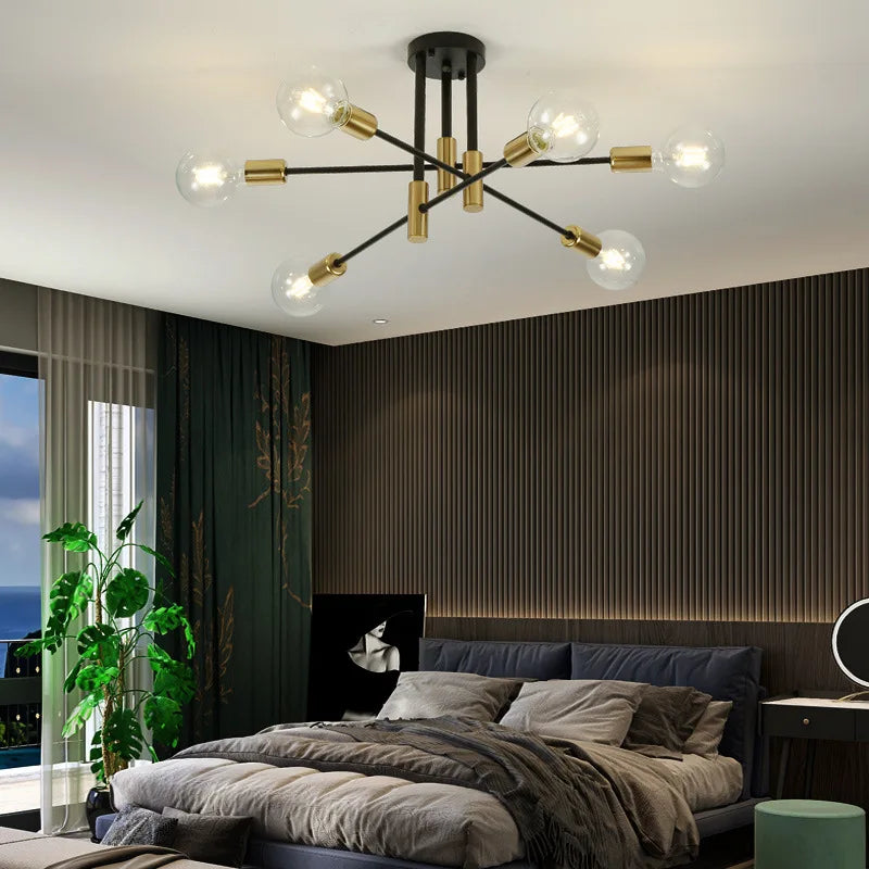 DecorBites™ Industrial Sputnik Chandelier Semi Flush Ceiling Light for Kitchen Dining Bedroom