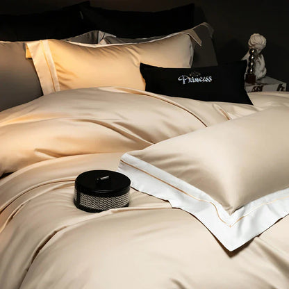 Decobites Luxury Embroidered Solid Cotton Comforter Cover Set with Sheets & Pillowcases