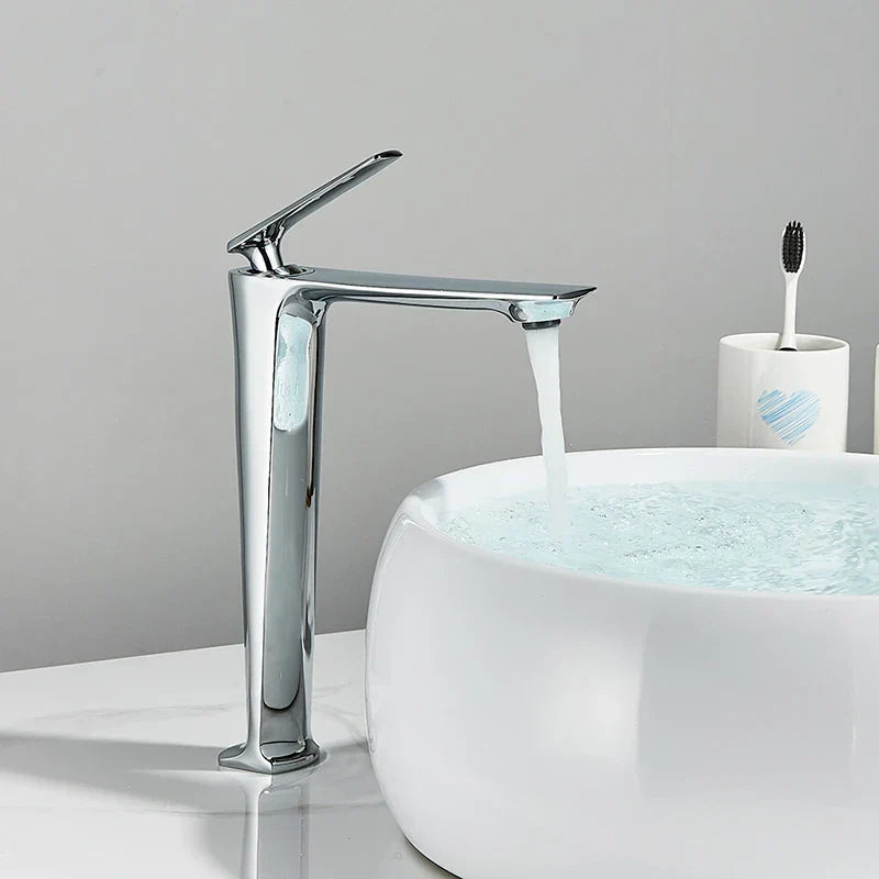 DecorBites™ Black Basin Mixer Faucet for Bathroom Vanity, Deck Mounted Hot and Cold Water Tap