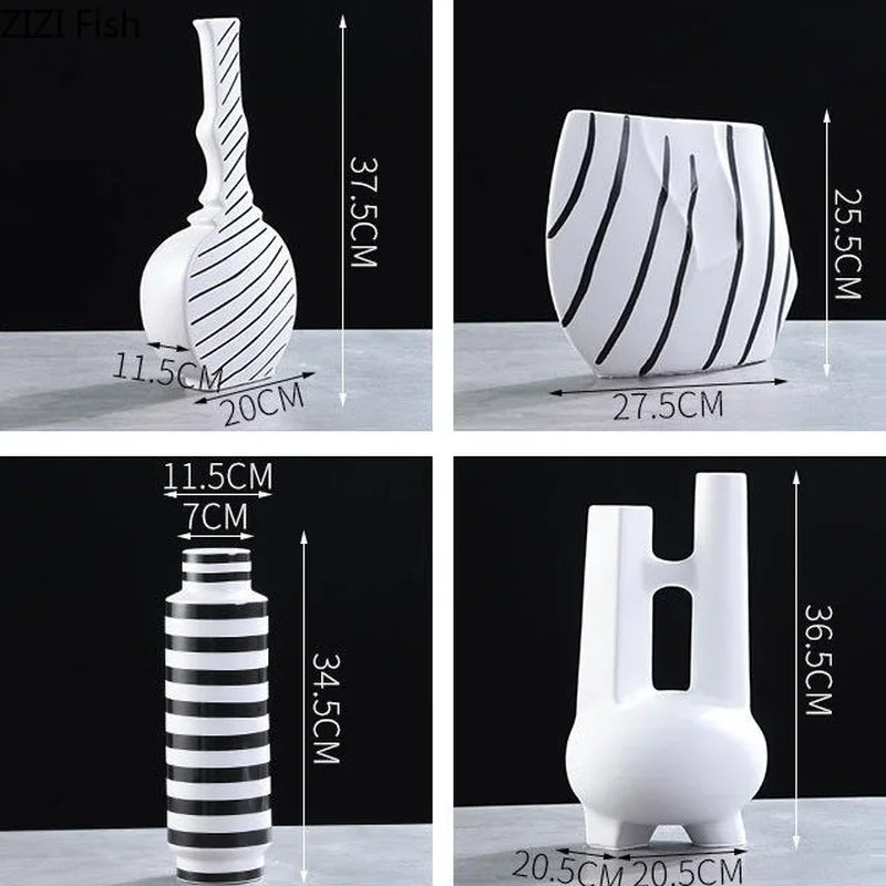 DecorBites™ Elegant Striped Ceramic Vase TV Cabinet Crafts Hydroponic Home Decor Gift