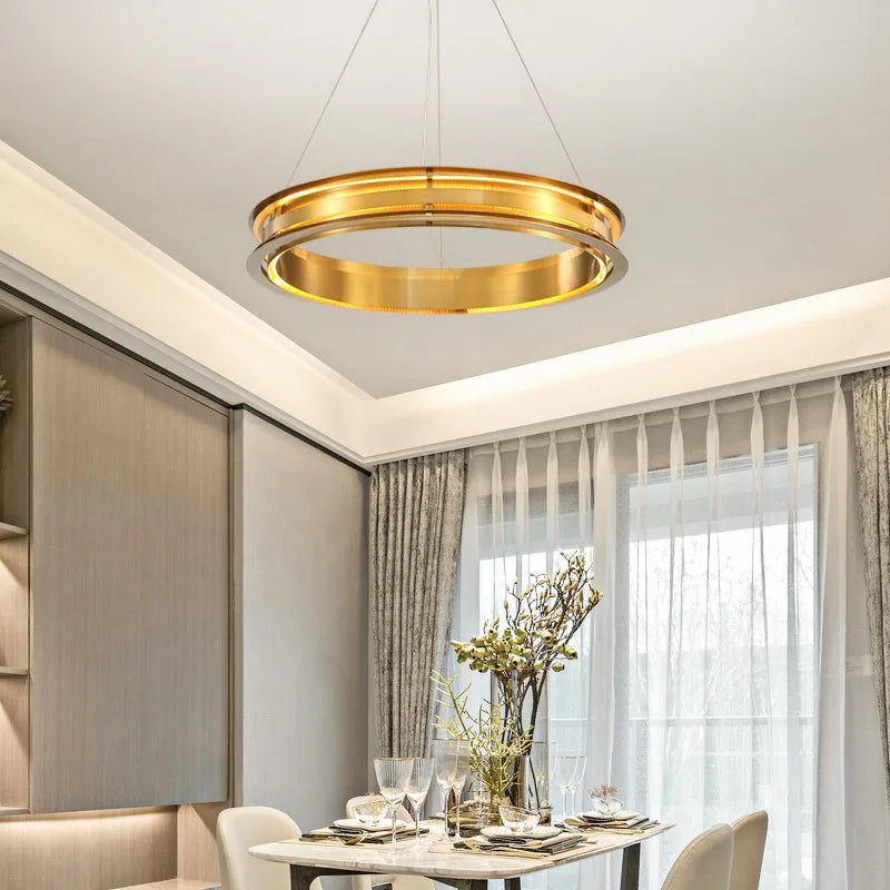 DecorBites™ Gold Ring Chandelier: Modern Italian Design for Stylish Living Spaces