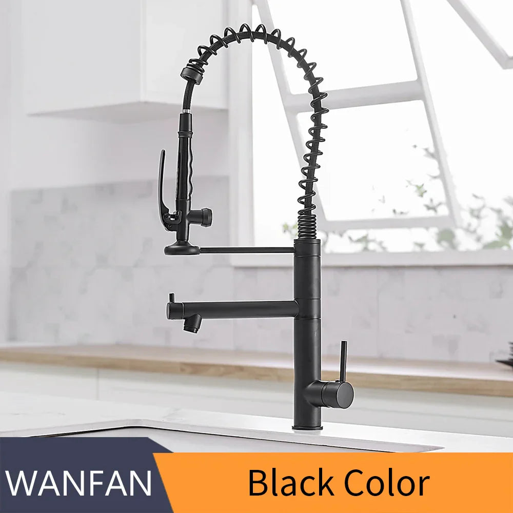 DecorBites™ Black Chrome Tall Kitchen Faucet with Pull Down Spray and Swivel Spout