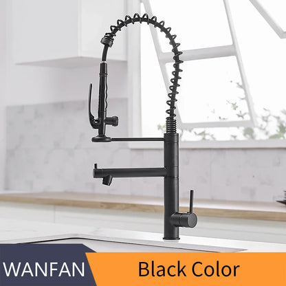 DecorBites™ Black Chrome Tall Kitchen Faucet with Pull Down Spray and Swivel Spout