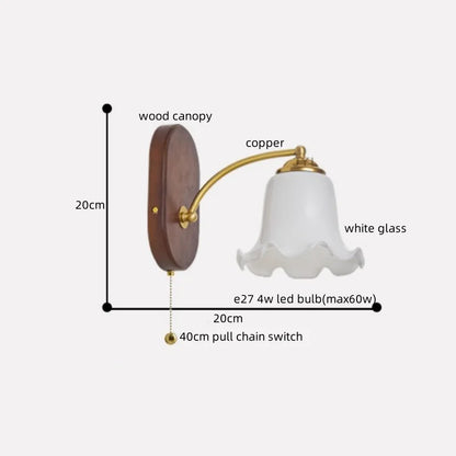 DecorBites™ LED Japanese Style Wall Lights Copper Wood Bedside Lamp for Home Bedroom