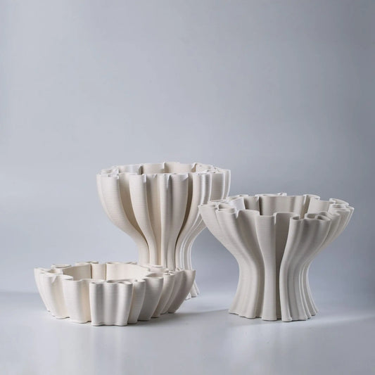 ديكور بايتس™ - منحوتة أصيص زهور سيراميكية هندسية لديكور المنزل