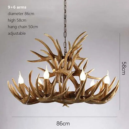 DecorBites™ Antler Pendant Chandelier for Home Decor and Lighting, Industrial Style Deer Horn Fixture