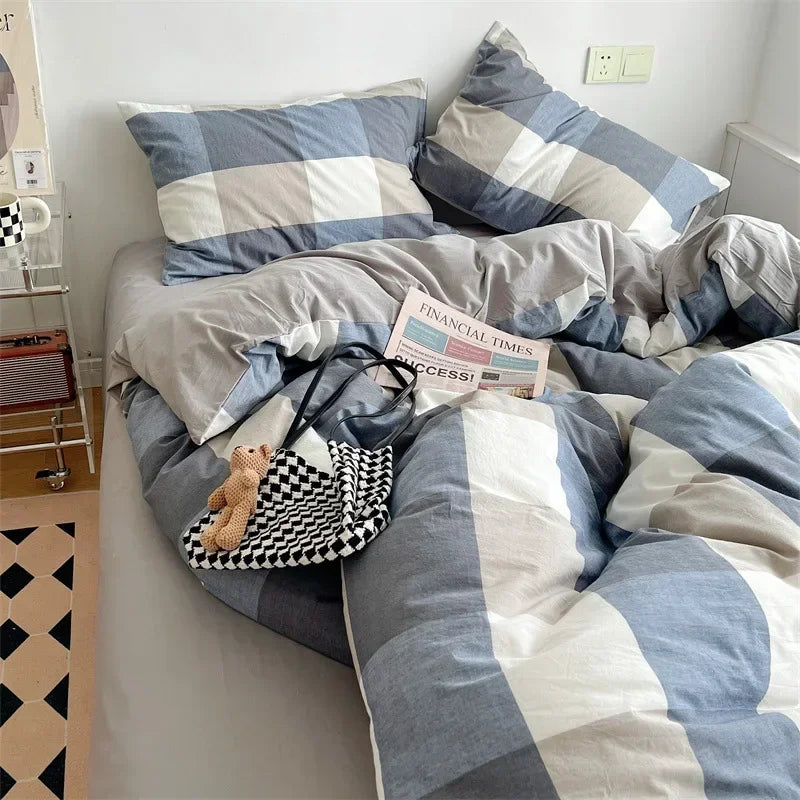 DecorBites™ Japanese Style Cotton Printed 4Pcs Bedding Set with Double-Sided Design