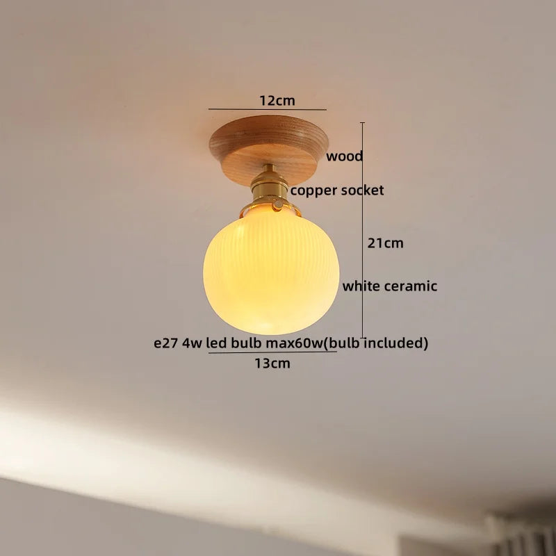DecorBites™ Glass Wood LED Ceiling Light Modern Ceiling Lamp