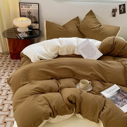 DecorBites™ Cotton Bedding Set: Soft Duvet Sheets, Pillowcases, Comforter Set - All Seasons Comfort