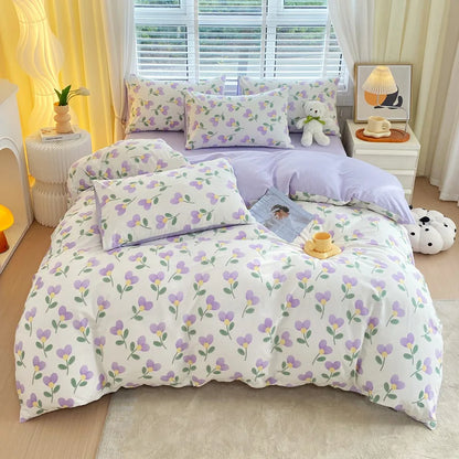 غطاء لحاف فردي قطني من DecorBites™ - غطاء لحاف لطيف على البشرة لسرير كينج فردي