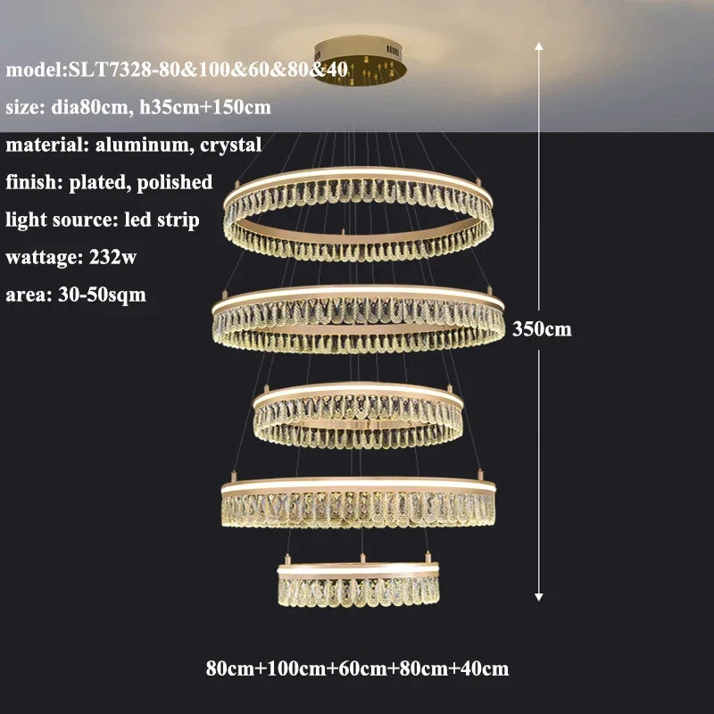 Lámpara de araña LED de cristal moderna DecorBites™ 2024 para decoración de sala de estar y comedor