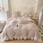 Decobites Lace Princess Bedding Set: Romantic Ruffles & Bow Duvet Cover, Sheet, Pillowcases