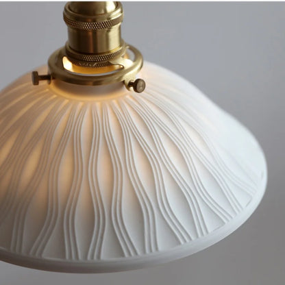 DecorBites™ Adjustable LED Pendant Lights Ash Wood White Ceramic Modern Hanging Lamp