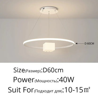 DecorBites™ LED Chandelier: Modern White Hanging Light for Living Room Kitchen, Indoor Decor Lamps