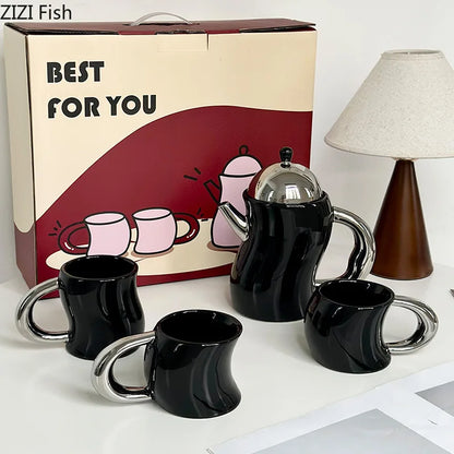 DecorBites™ Bending Design Ceramic Coffee Mug for Dining Table and Tea Time