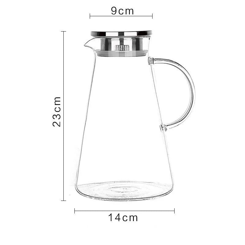 Jarra de vidrio DecorBites™ - Jarra grande de borosilicato resistente al calor con tapa de acero inoxidable