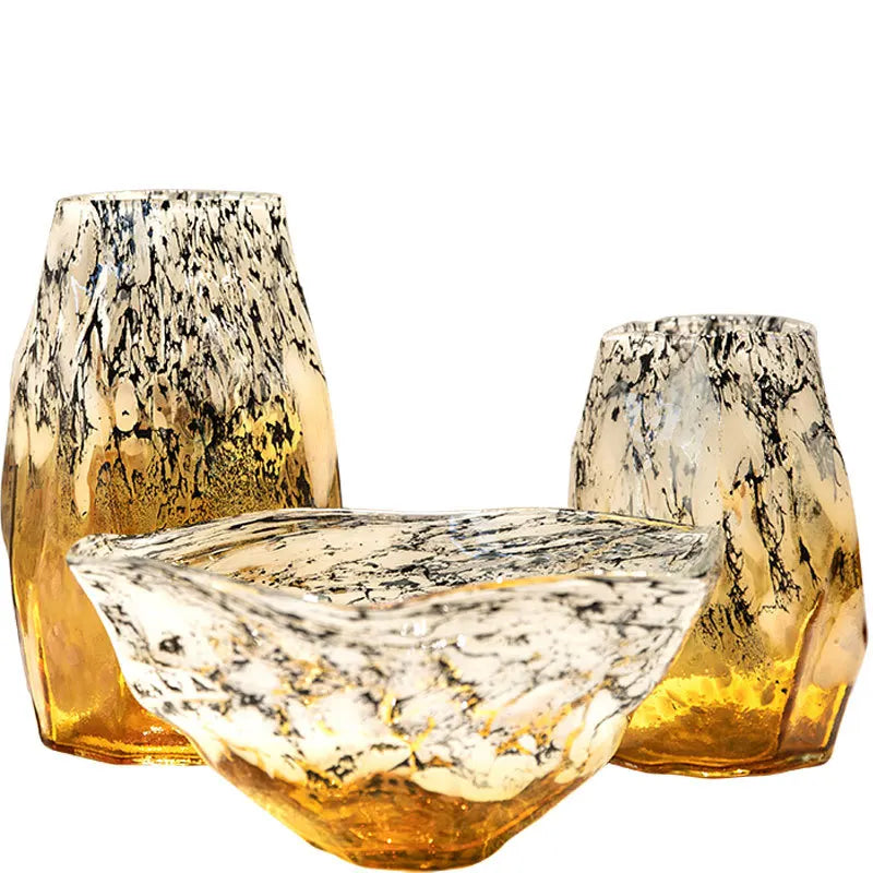 DecorBites™ Degradados Jarrón de vidrio negro Terrario Maceta Cuenco Organización de escritorio Macetas para flores