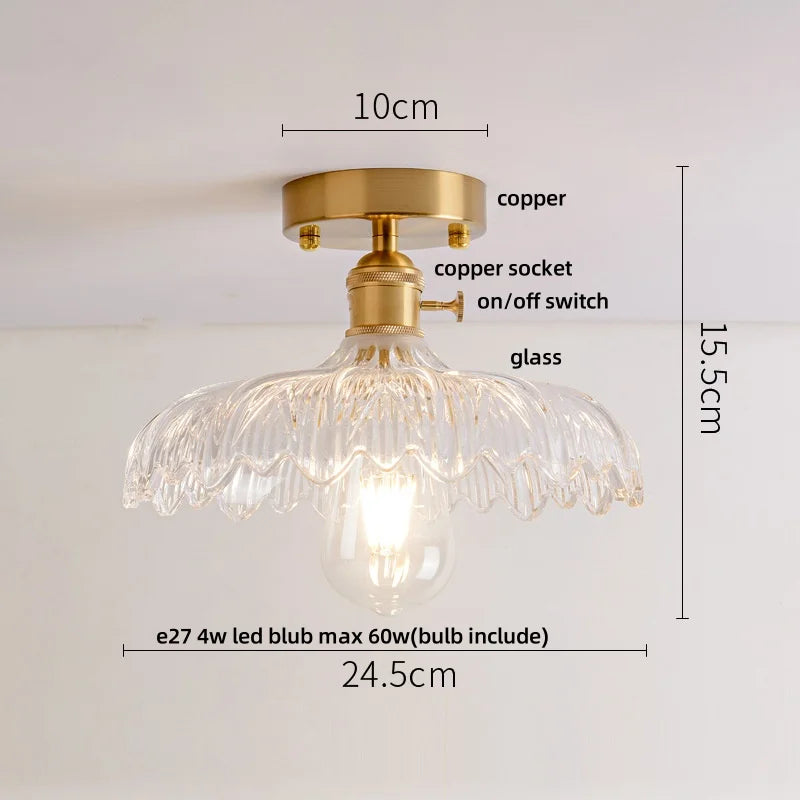 DecorBites™ Crystal Glass Luxury LED Ceiling Light for Hallway Bedroom Corridor Interior Decor