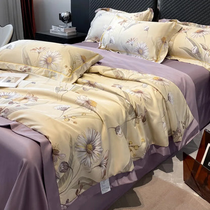 Decobites Luxury Floral Summer Quilt Comforter - Soft, Skin-Friendly & Machine Washable